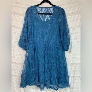 Torrid mini lace button front skater dress